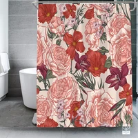rose flower shower curtain boho abstract style garden waterproof fabric bathroom curtain set modern accessory home decor comfort