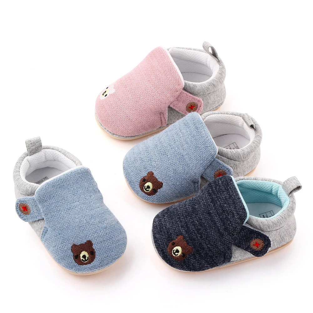 

Newborn Baby Cute Cartoon Bear First Walker Shoes Girls Boys Toddler Kids Soft Sole Footwear Autumn Winter Warm Shoe