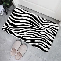 zebra tiger striped pattern kitchen bath entrance door mat bedroom anti slip absorbent home decor coral velvet carpet doormat