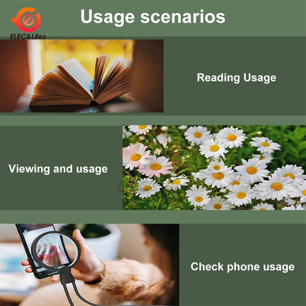 Увеличительное стекло перезаряжаемая лупа увеличительное увеличение страницы