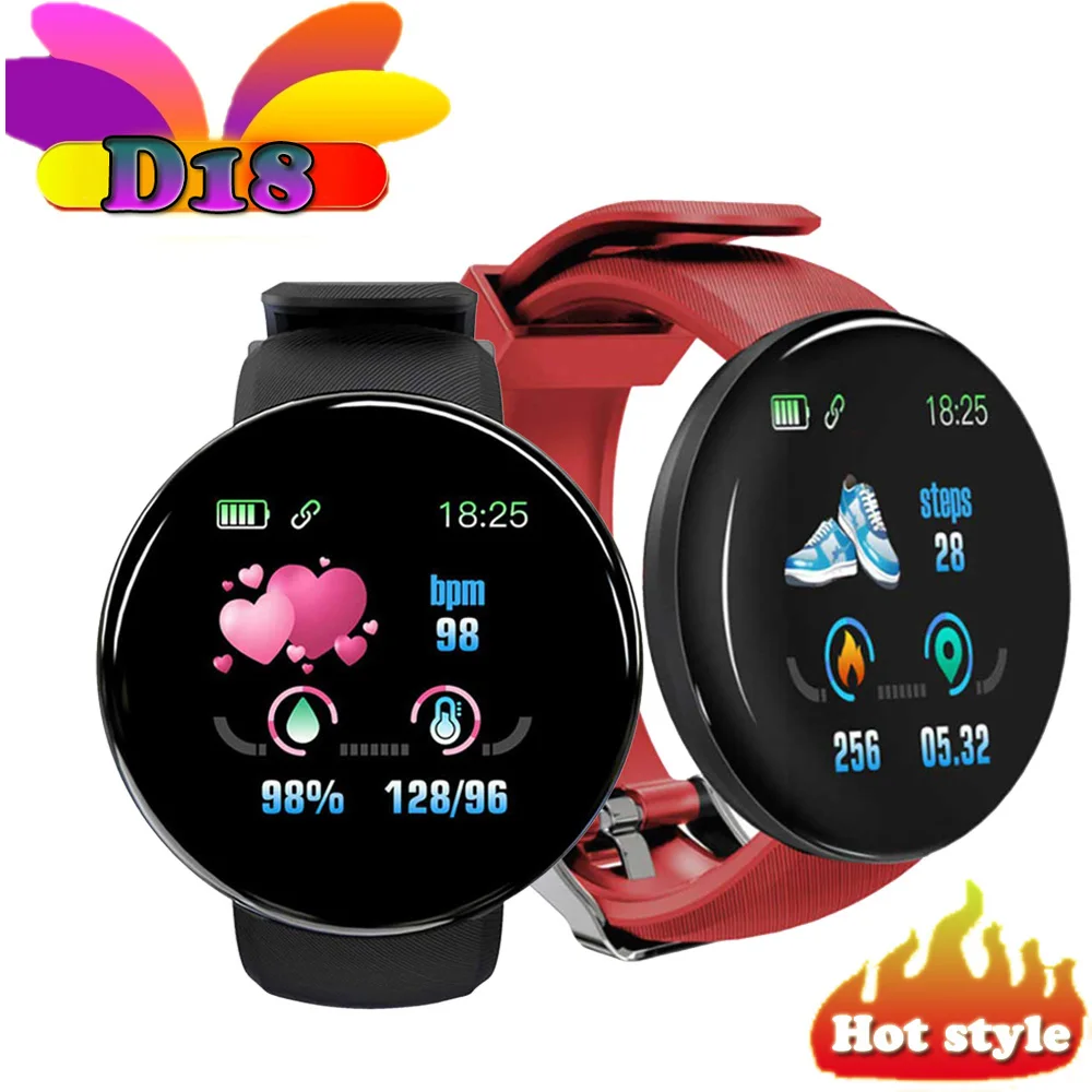 

D18 Smartwatch Men Women sports fitness tracking blood pressure monitoring Bluetooth smart watch pedometer clock watch PK Y68 x7