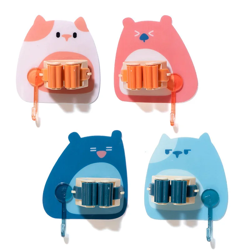 Bubble Bear Mop Holder Broom Card Holder Mop Hook Strong and Seamless Non-perforated Mop Clip Bathroom Hook
