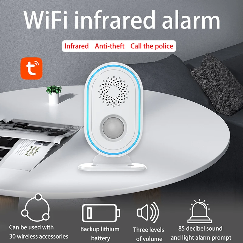 

2.4ghz Home Security Alarm Battery Powered Anti-theft Motion Detector 433mhz Tuya Wifi Sensor 85dba Pir Mp Alert Infrared Sensor