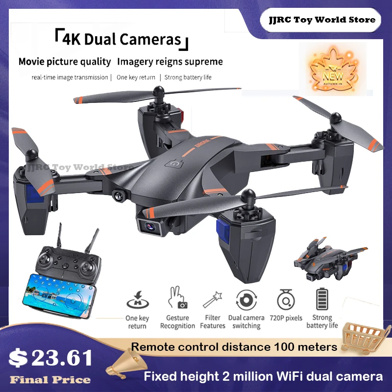 Jx516-11 Double Camera Rc Drone 4k Profesional Hd Camera 2.4g Wifi Dron 100m Remote Control Helicopter Quadcopter Toy For Boys