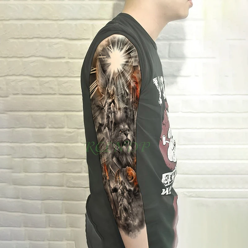 Водонепроницаемая Временная тату-наклейка парусный компас полная рука большой