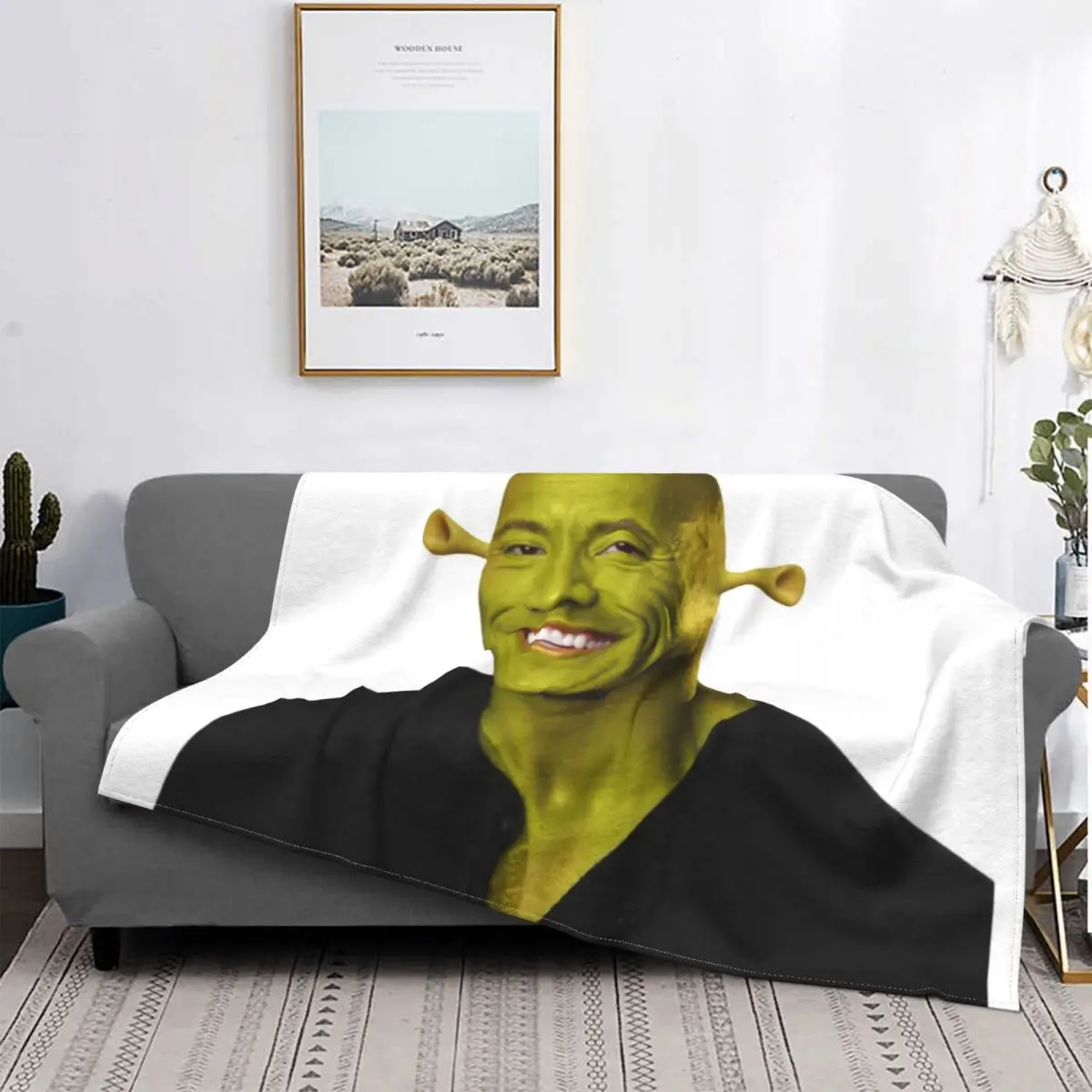 

Dwayne The Shrek Blanket Warm Fleece Soft Flannel American Actor Johnson Throw Blankets for Bed Sofa Outdoor Spring Autumn