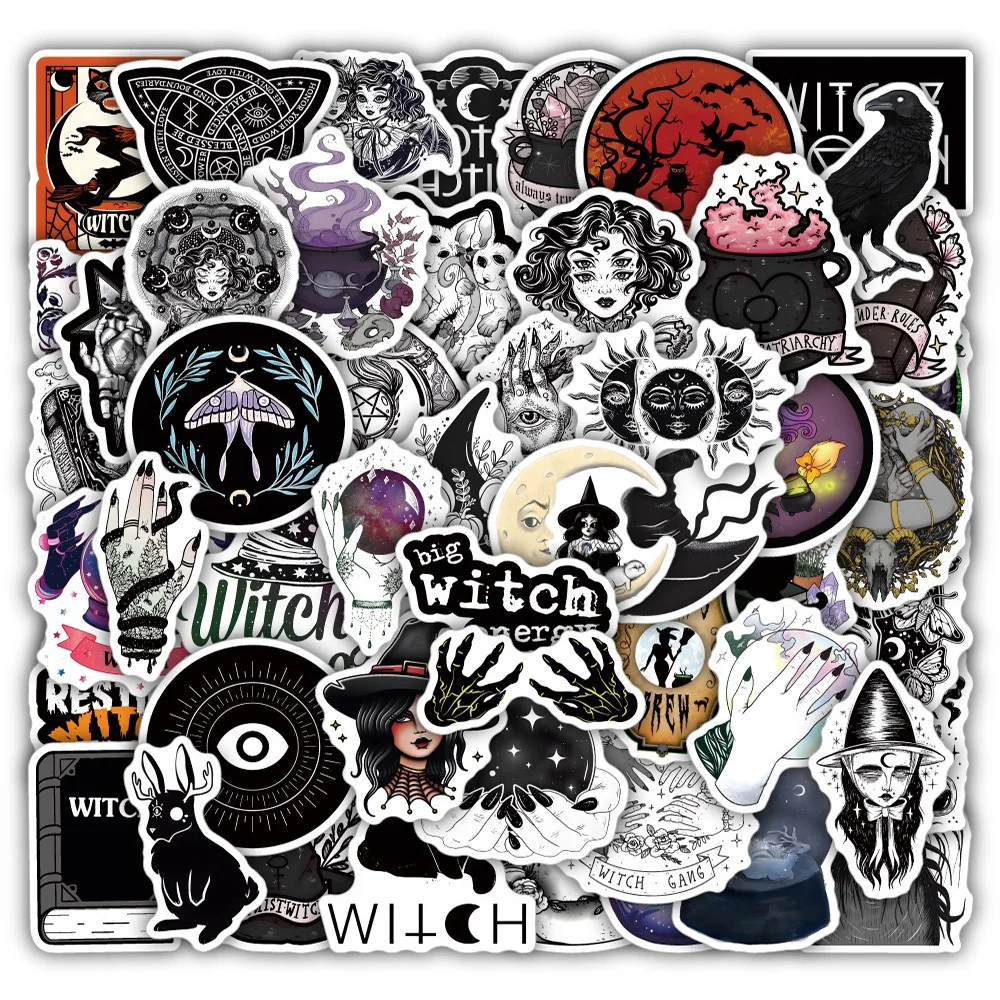 

10/30/50PCS Horror Collection Magic Witch Sticker DIY Phone Laptop Luggage Skateboard Graffiti Decals Fun for Kid