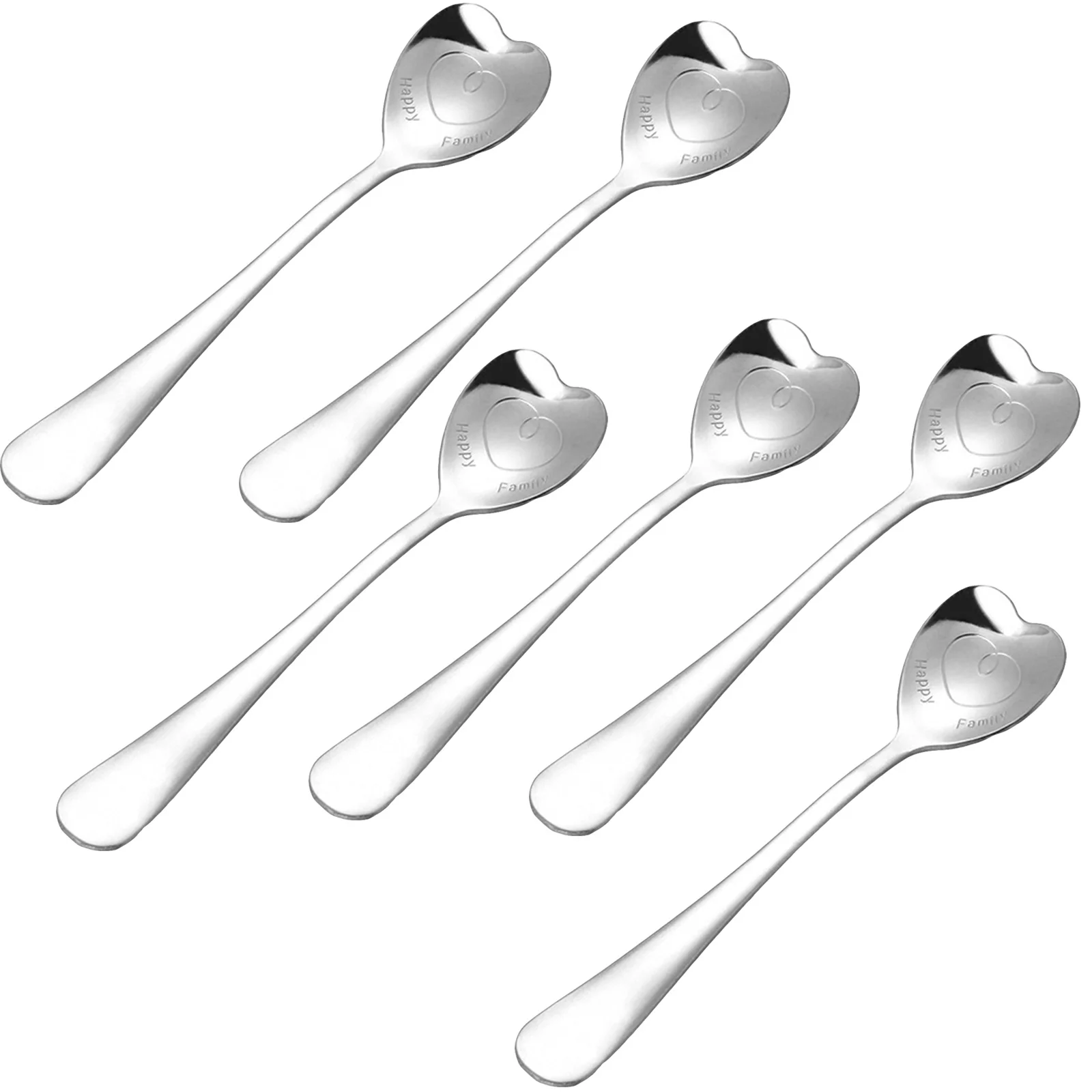 

6pcs Coffee Spoon Heart-Shaped Stirring Spoons Stainless Steel Spoon for Tea Ice Cream