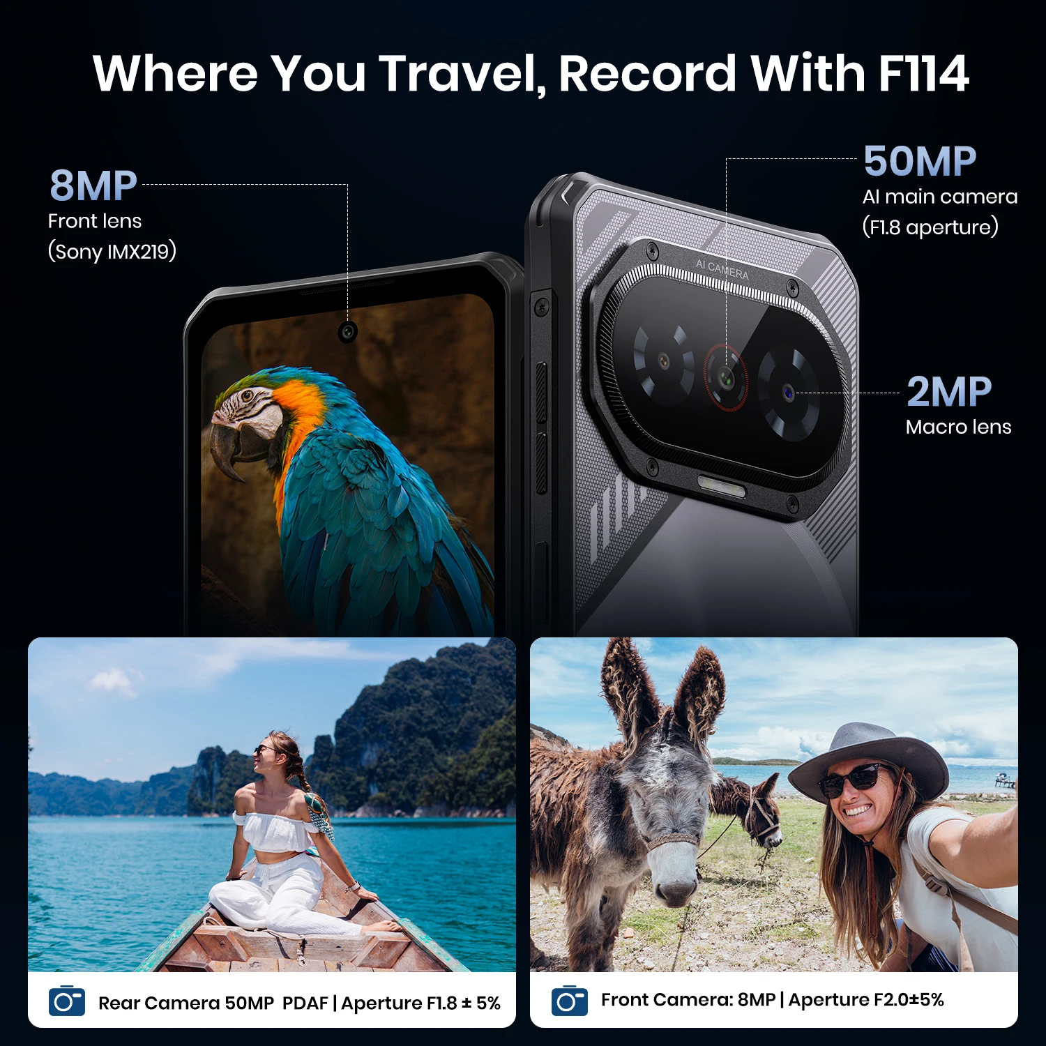 FOSSIBOT F114 Ультратонкий защищенный 4G-смартфон 4 ГБ+128 ГБ, 50 МП AI-камера, 5000 мАч, быстрая зарядка 18 Вт, Android 15, разблокированный мобильный телефон (art.: 3920dbb383feb) - 3920dbb383feb