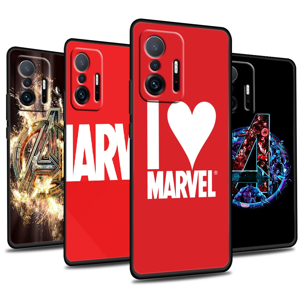 

Marvel Avengers Logo Art For Xiaomi Mi 11 10 Ultra 11T 10T Note10 Pro Lite 11i 10i 10S 5G Soft TPU Black Phone Case Cover