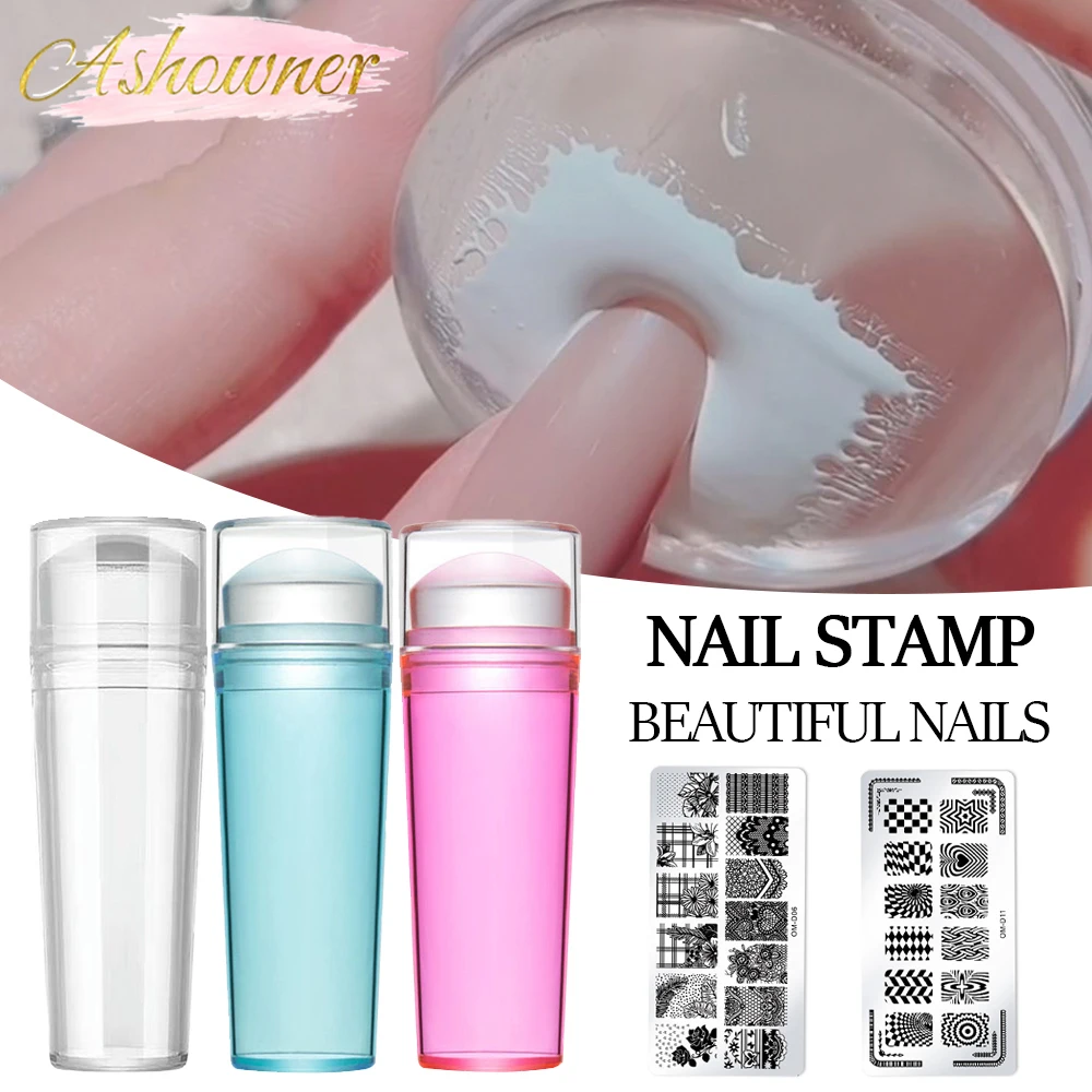 Transparent Nail Stamper With Scraper 2pcs Jelly Silicone Stamp For French Nails Manicuring Kits Nail Art Stamping Tool Set