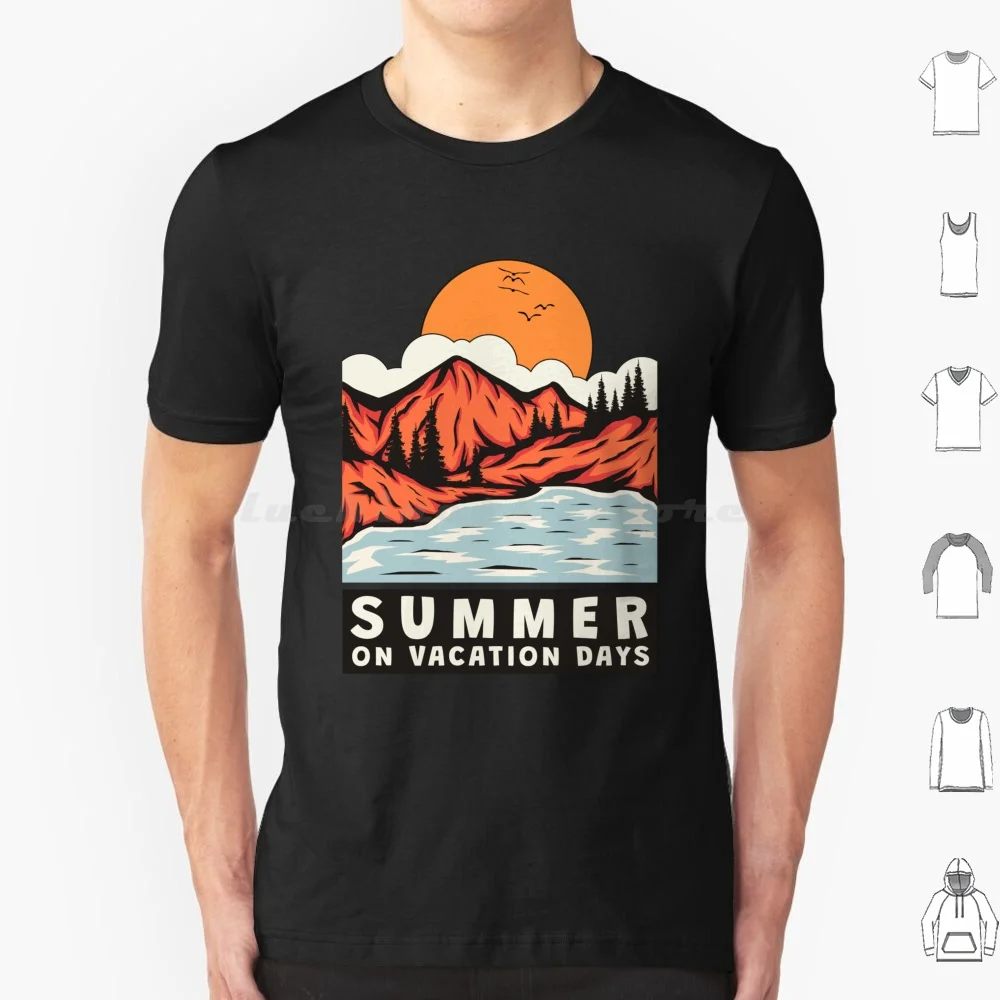 Летняя футболка для отпуска с изображением гор и озер хлопковая крутая 6xl летняя