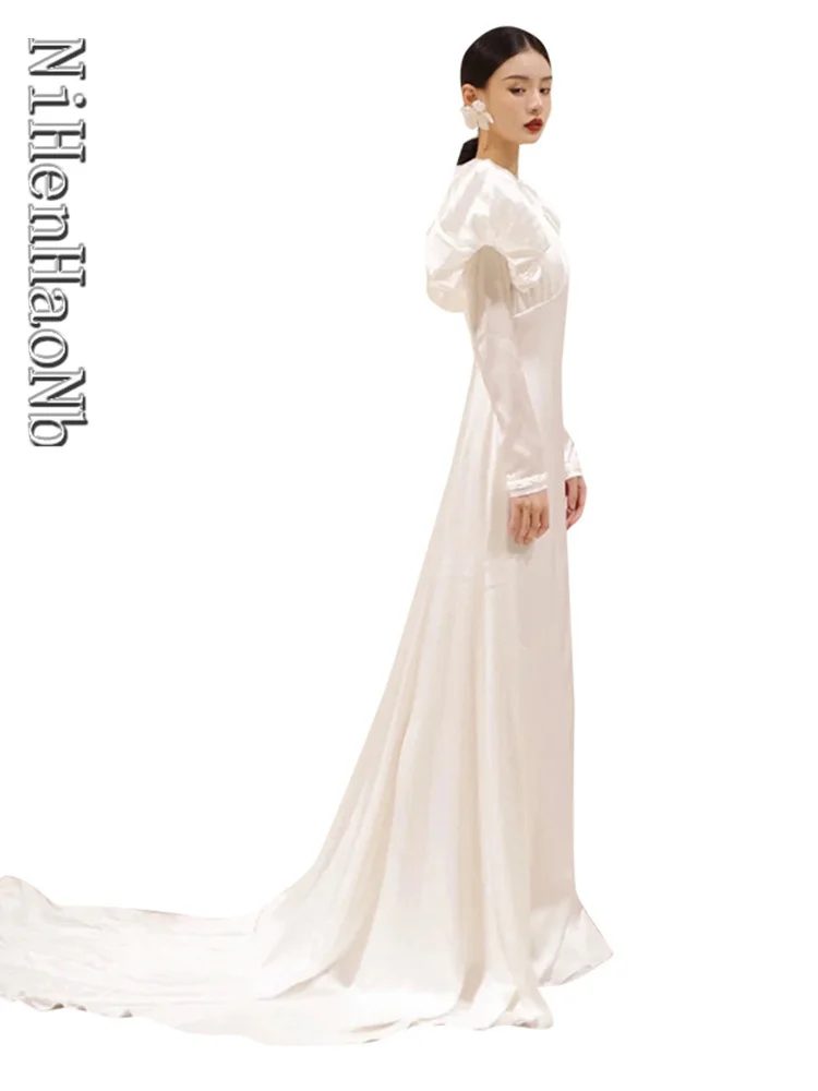 

Wedding Dresses Full Puff Sleeve Bridal Gowns Boho Wedding Dress