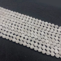 white agate loose beads 6 8 10mm round eight sided bead for diy bracelet earrings necklace natural stone beaded charms accessory