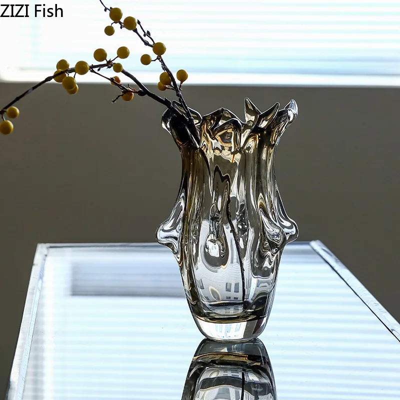 Необычная утолщенная стеклянная ваза настольные сосуды для цветов цветочная