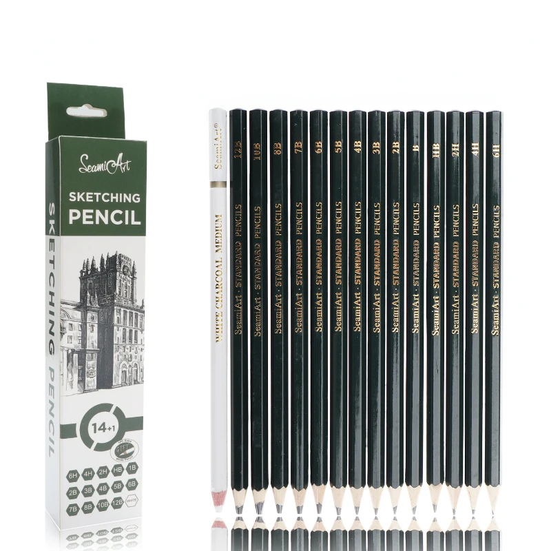 

15 Sketch Pencil Set Art Students with Multi-specification Hardness Combination Brushes To Send High-gloss White Charcoal