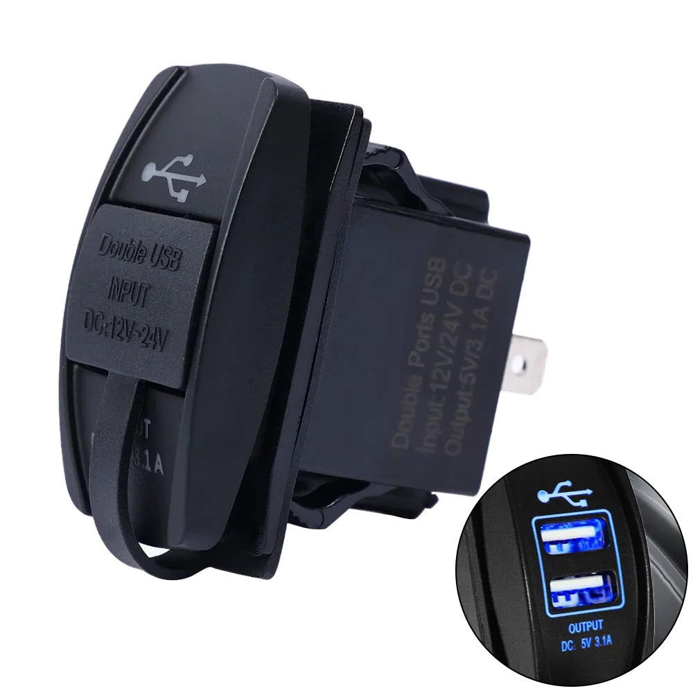 

3.1A Двойная USB-розетка для автомобильного зарядного устройства, кулисный переключатель, водонепроницаемая розетка для автомобиля, лодки, грузовика, автофургона, морской транспорт, панель кулисного переключателя