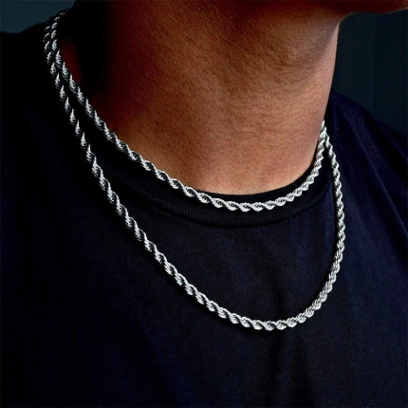 

YADELAI 2022 New Snake Bone Chain Necklace Fashion Twist Chain Necklace Men and Women Hip-hop Chain Boys Wild Collarbone Chain