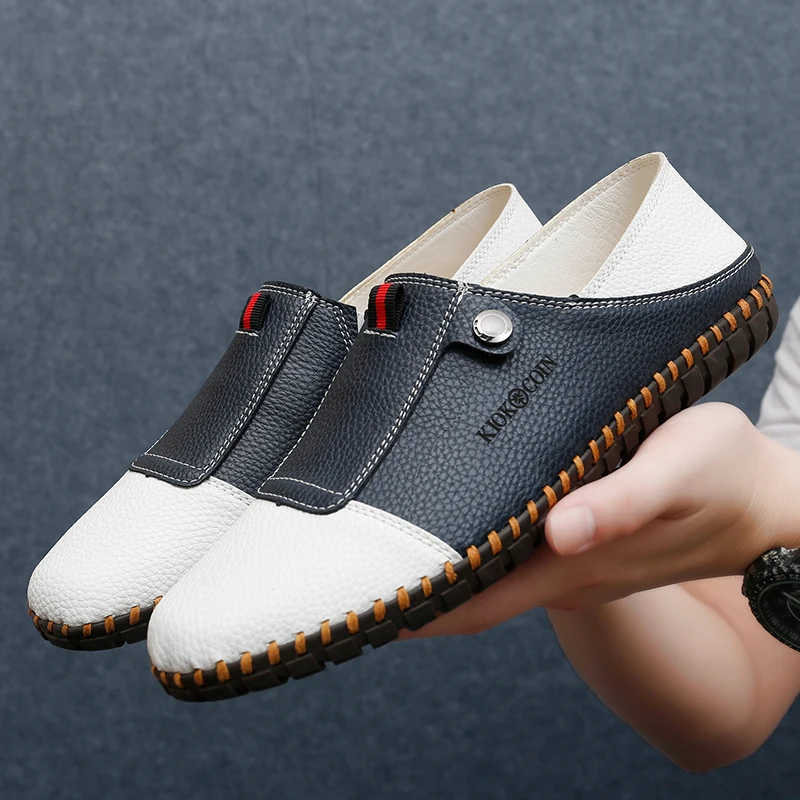 

Men Loafers 2023 New Leather Casual Shoes Male Summer Moccasins Breathable Sneakers Soft Driving Shoes Light Slip On Boat Shoes
