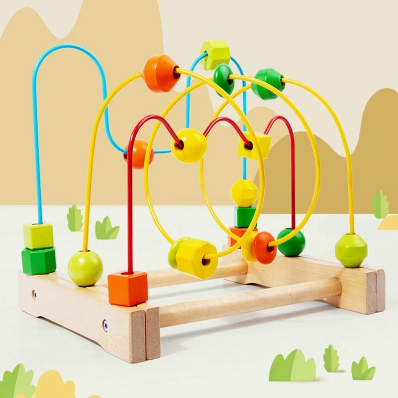 

Colorful Roller Preschool Early Educational Toy Kids Todders for Grasping Ability Wooden Beads Puzzle Toy