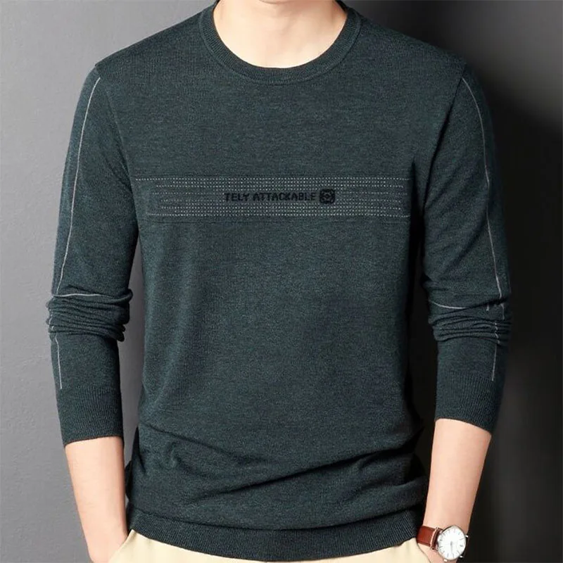 

Fashion Men Long Sleeve Basic T-Shirts Spring Autumn New Male Clothes Bottoming Tees Korean Thin Printing Casual Motion Tops