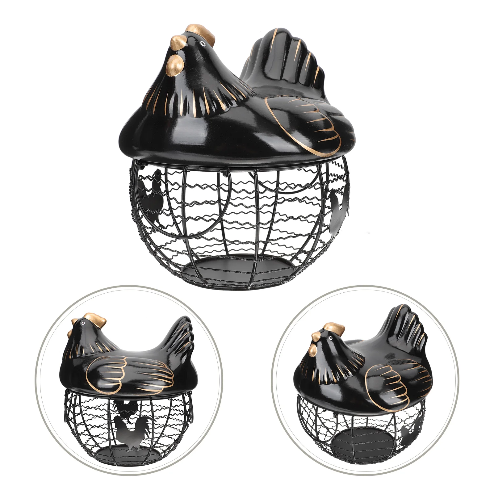 

Basket Egg Wire Holder Chicken Storage Fruit Black Vegetable Aesthetic Decor Room Rustic Metal Gathering Eggs Organizer Carrier
