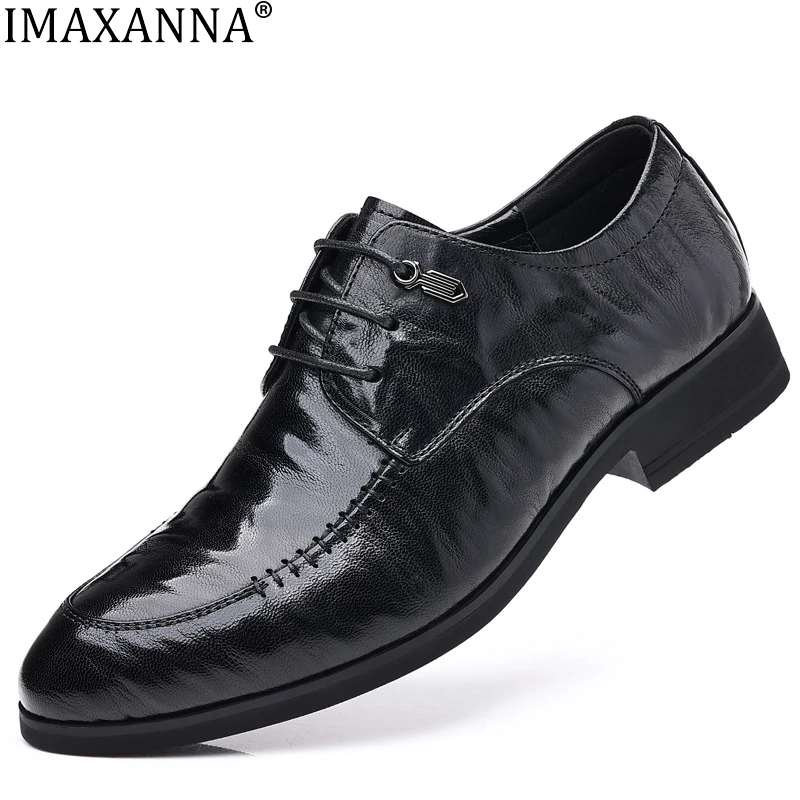 IMAXANNA Top Layer Sheepskin Leather Shoes Pointed Toe British Business Formal Men's Leather Shoes Wedding Shoes Office Shoe