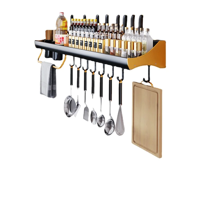 

Joybos Kitchen Shelf Wall-Mount Free Punch Multifunctional Storage Knife Holder Seasoning Supply Household Storage Cabinet JBS18