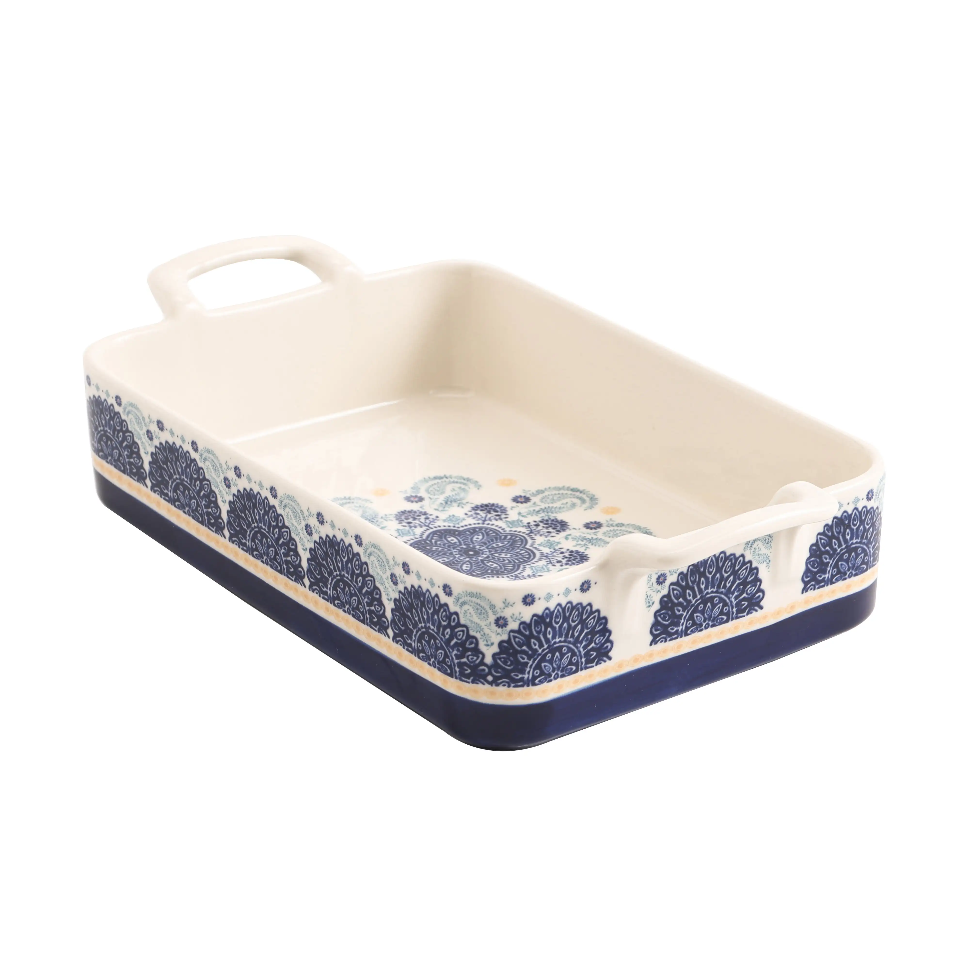 

Bico Blue Talavera Stoneware Baking Dish, Lasagna Pan, Medium Rectangular Baking Pan, Casserole Dish, Microwave, Dishwasher and