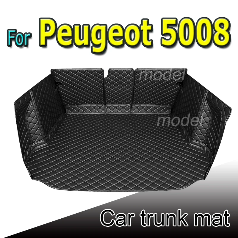 

Автомобильные коврики для заднего багажника Peugeot 5008 P87 2017 ~ 2022, 7-местный Водонепроницаемый защитный поднос, ковер, грязевые автомобильные аксессуары