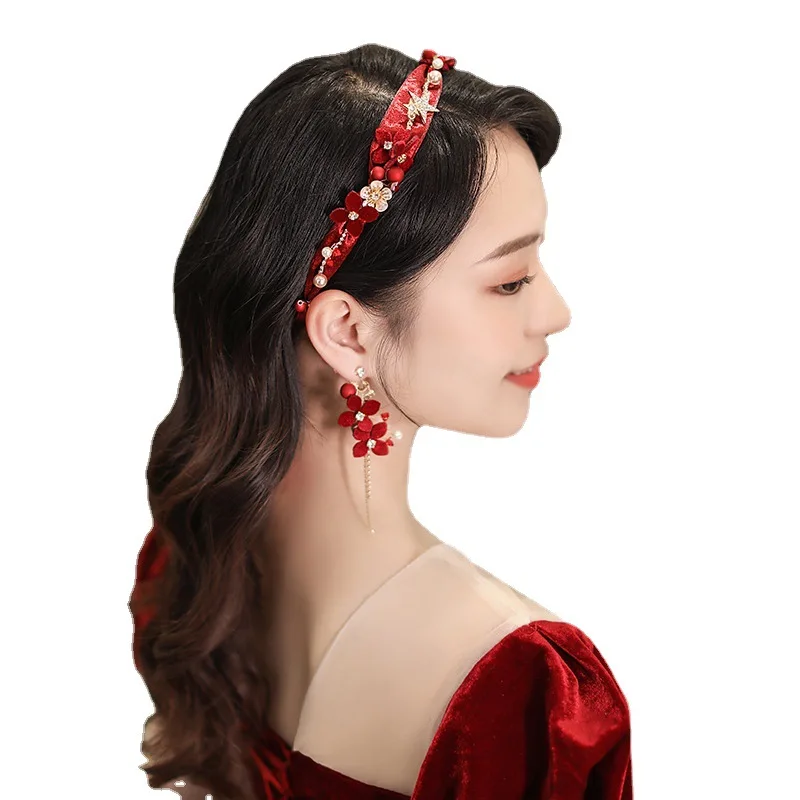 

Hair Accessories Earrings Set Pearl Decoration Hair Band Earrings for Women Hair Accessories Earrings Women Party LL@17