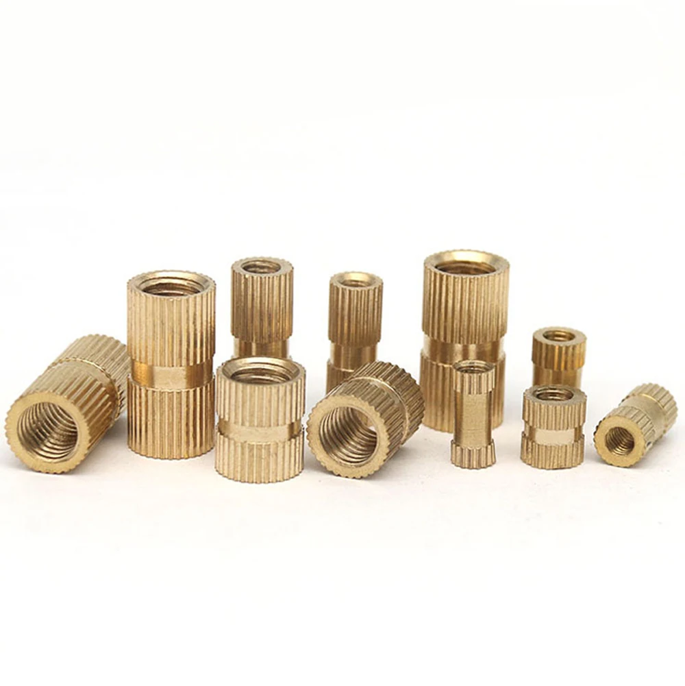 

50pcs M2 brass hot melt nuts sleeves through hole muffs straight thread nut embedded covers nut muff 3.5mm outer diameter