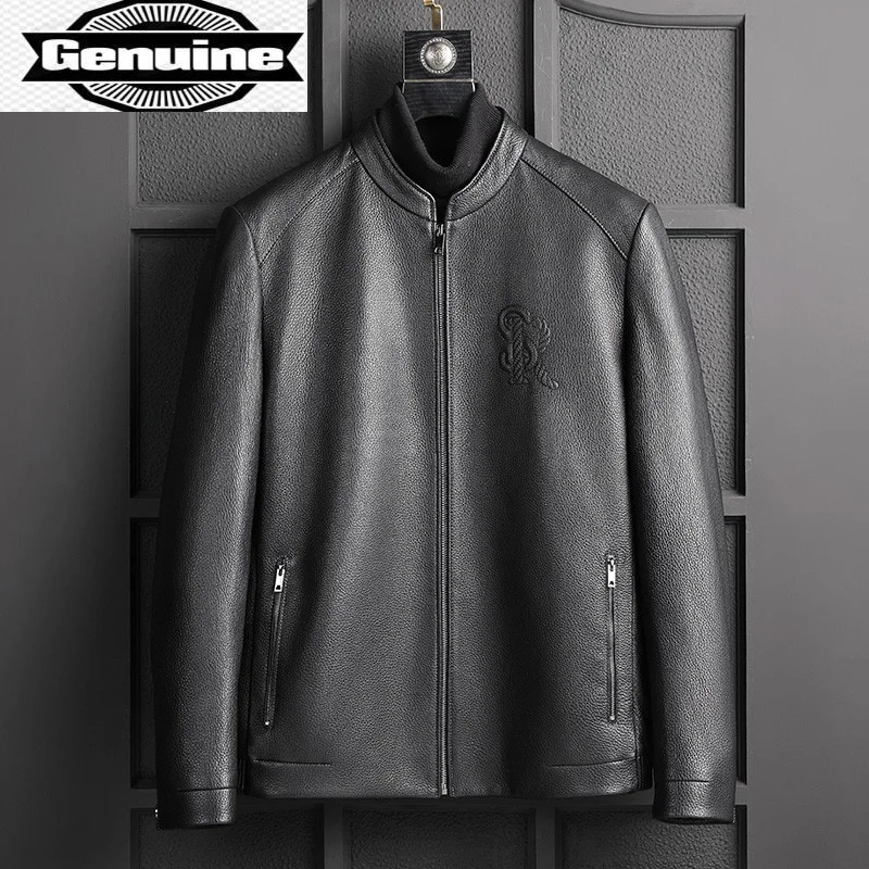 

Короткая мужская кожаная куртка из оленьей кожи, мужские мотоциклетные куртки, осеннее пальто, мужская одежда в Корейском стиле 2023, мужская одежда LXR339