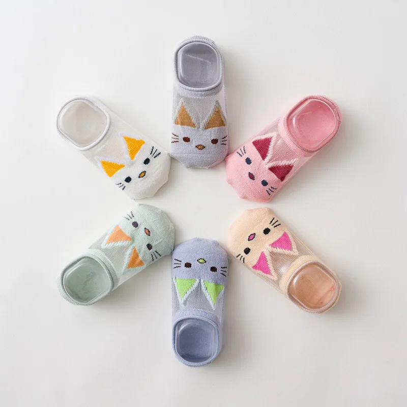 

Spring Summer Children Socks Cartoon Cat Clothes Accessories Baby Socks Floor Non-slip Baby Girl Socks Newborn Cotton Socks