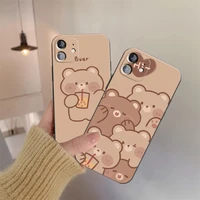 cute bear phone case for iphone 11 pro 13 mini 12 max 8 7 6s plus se 2020 x xr xs 6 back carcasa liquid silicon soft funda