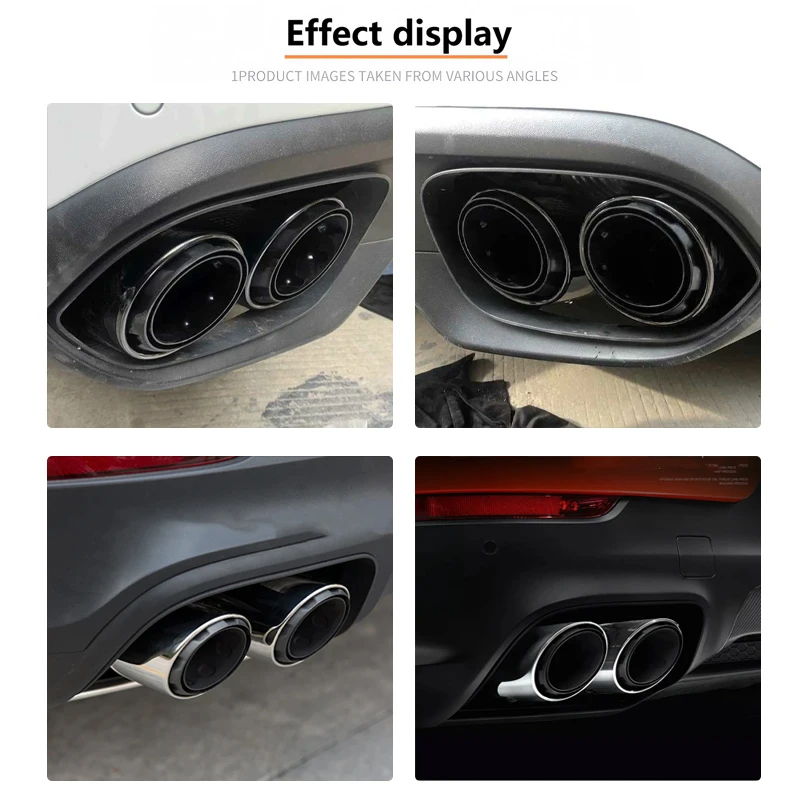 Фото Насадка на выхлопную трубу DEX для Porsche Cayenne 958.2 2015-2017, нержавеющая сталь SS304, глушитель с четырьмя насадками, двойной выхлоп, улучшенная версия GTS №4