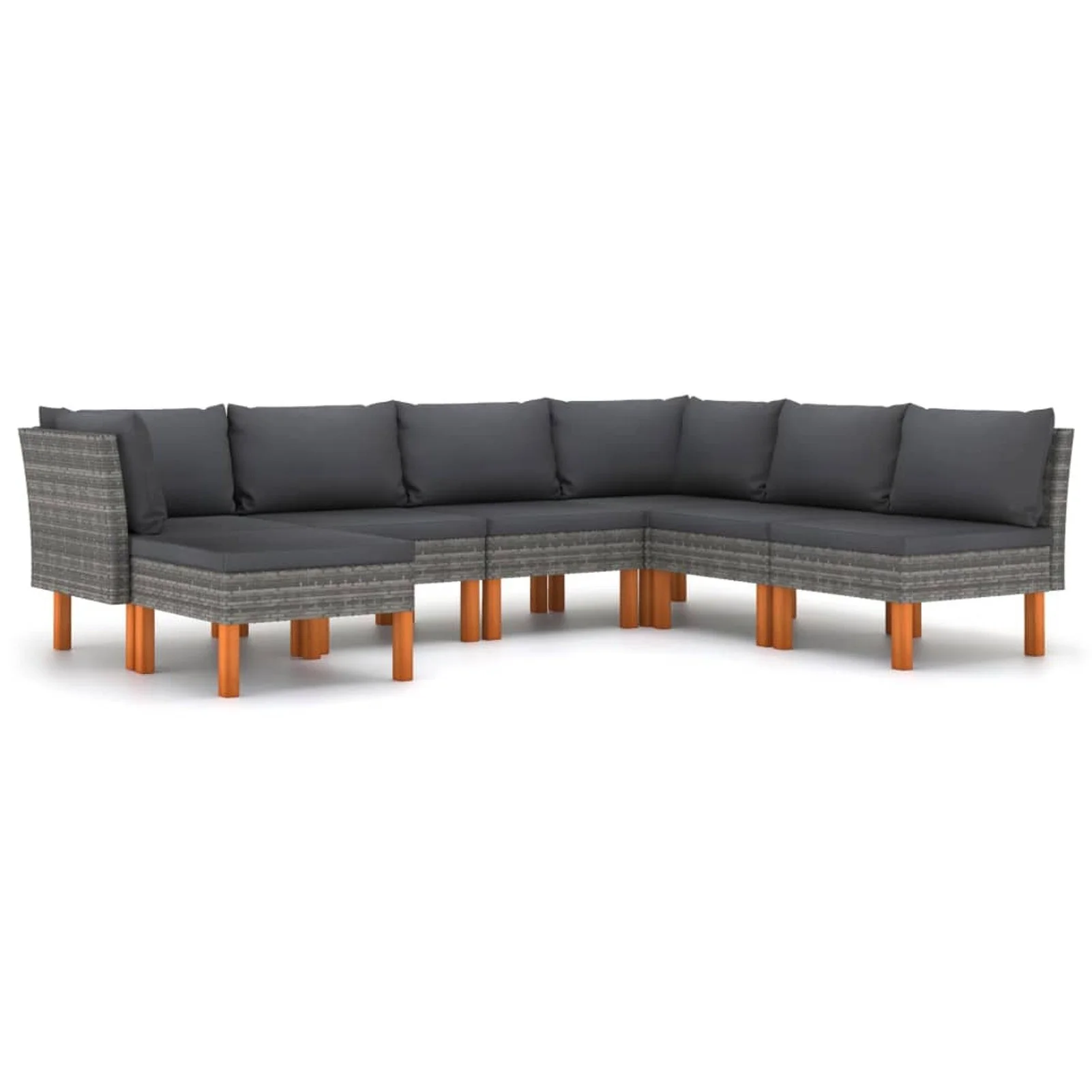 

7 Piece Garden Lounge Set with Cushions Poly Rattan Gray