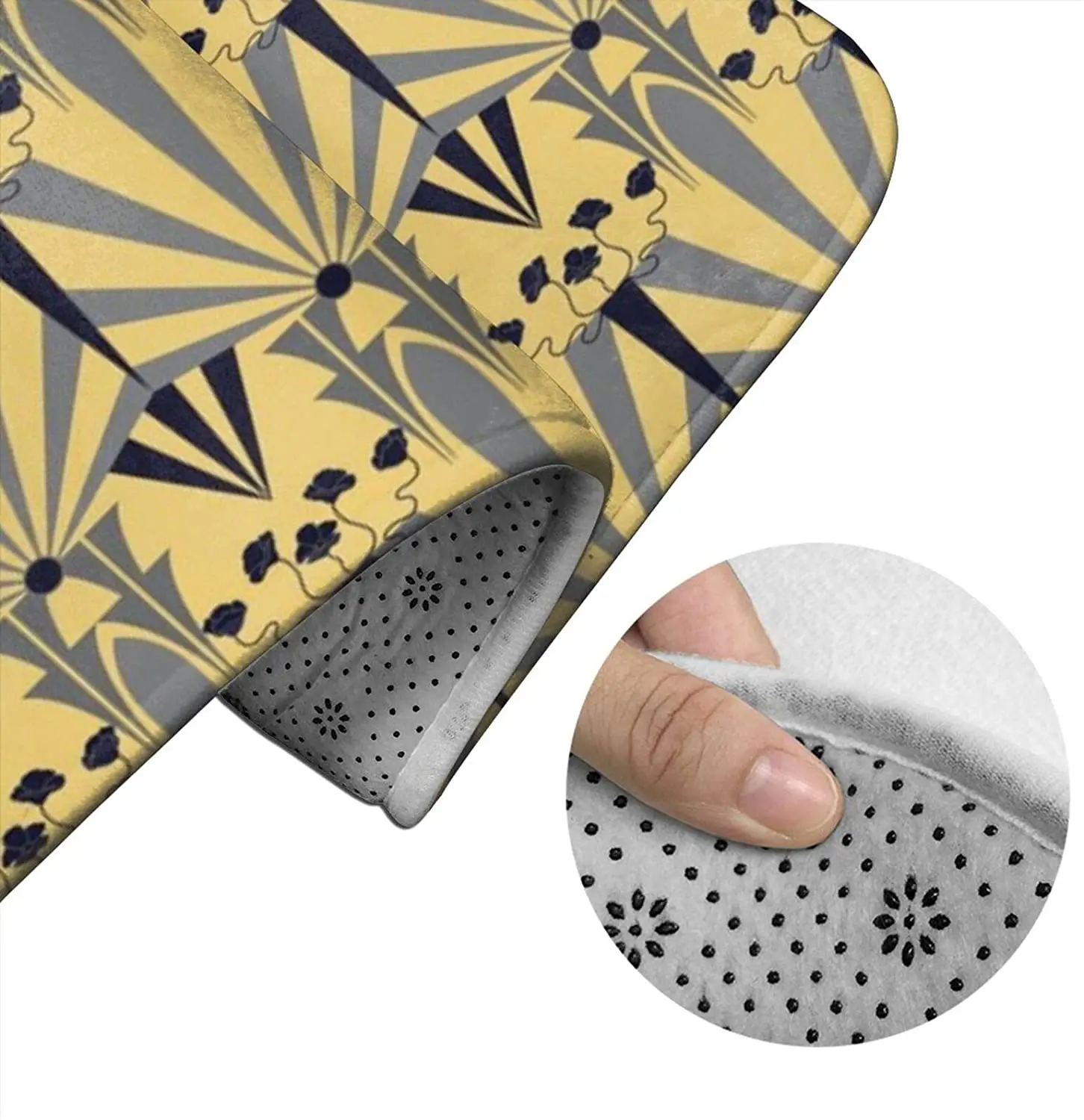 

Golden Age of Art Deco Bathroom Mat Sets 3 Piece Set Rugs Memory Foam Mat Set Toilet Seat Cover Bath mat Lid Cover