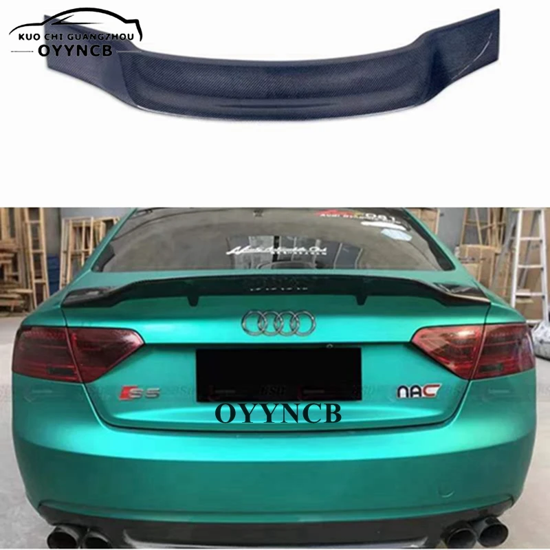 

For Audi A5 4 / 2 Doors 2009- 2016 Wing Lip Spoiler Auto Par R Style Carbon Fiber Rear Wing