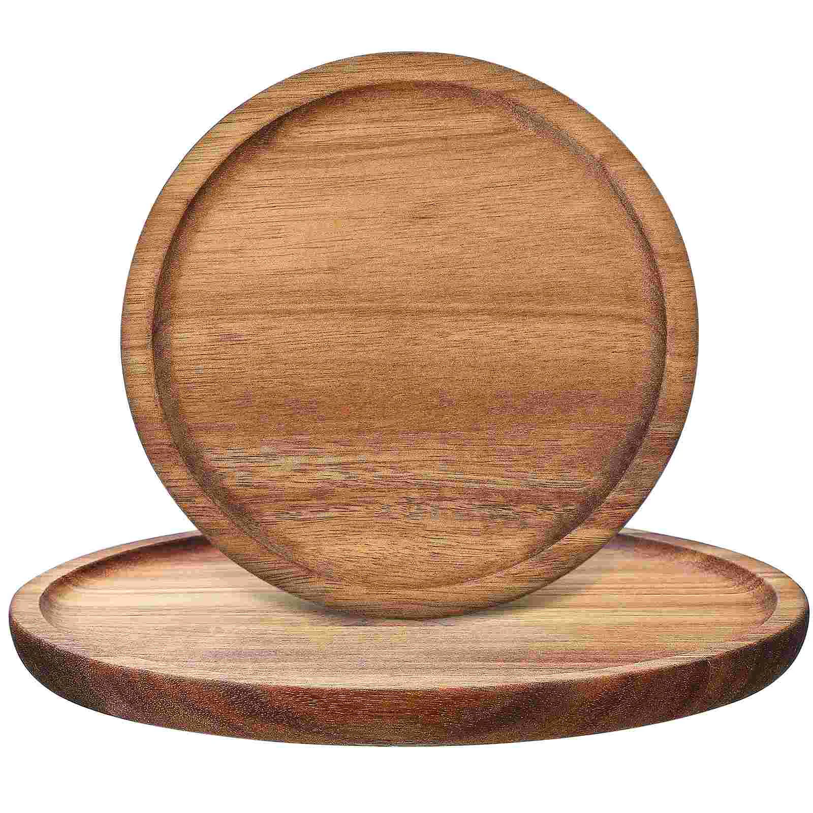 

2 Pcs Round Wooden Trays for Decor Wood Serving Trays Circle Containers for Kitchen Countertop Coffee Table