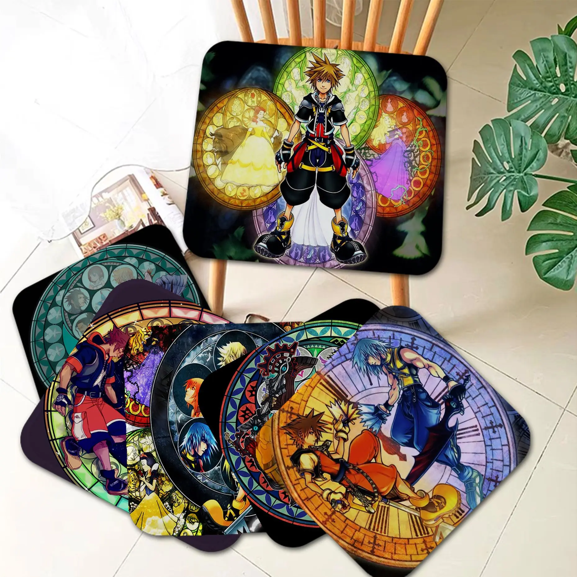 

Disney kingdom hearts Nordic Printing Fabric Cushion Non-slip Living Room Decor Students Stool Office Outdoor Garden Cushions