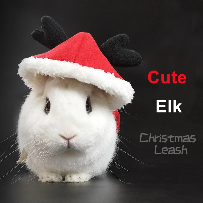 

Christmas Elk Rabbit Red Cloak Clothes Winter Bunny Harness Vest Chest Leash Set Costume For Pet Small Animal Ferret Accessories