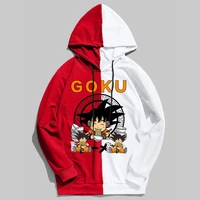 patchwork hoodies anime cosplay hoodies sweatshirt red and white patchwork clothes cartoon goku eat ramen anime hoody clothing