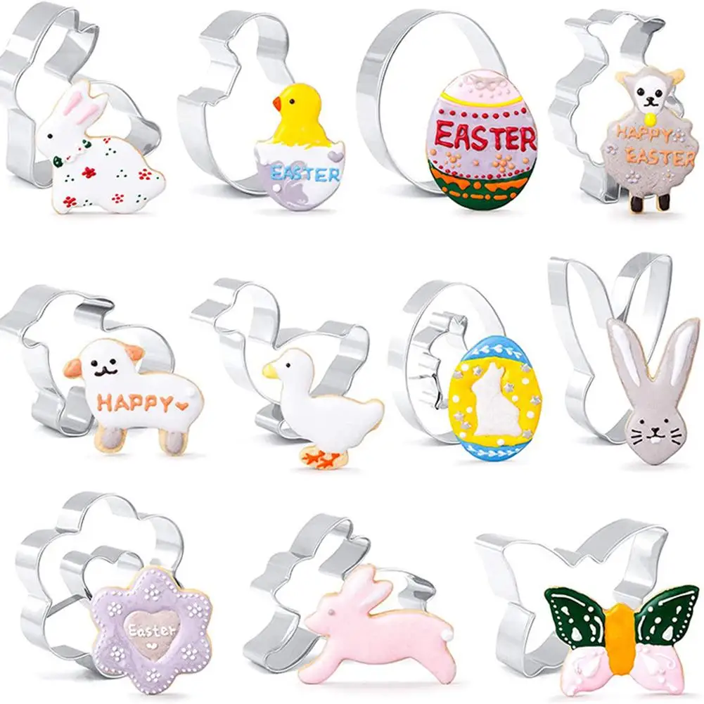 

11 Pcs/set Stainless Steel Easter Series Biscuit Mould Multipurpose Beautiful Different Patterns Baking Tools For Fondant Cake