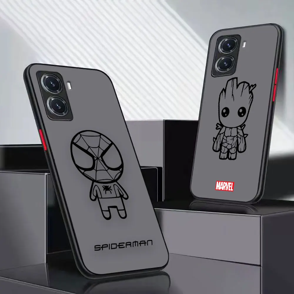 

Matte Case Funda For VIVO Y15S Y20 Y21 Y22S Y50 Y51 Y52S Y53 Y67 Y70S Y71 Y72 Y73 Y75 Y76 Y76S 5G Case Cartoon Cute Marvel Hero