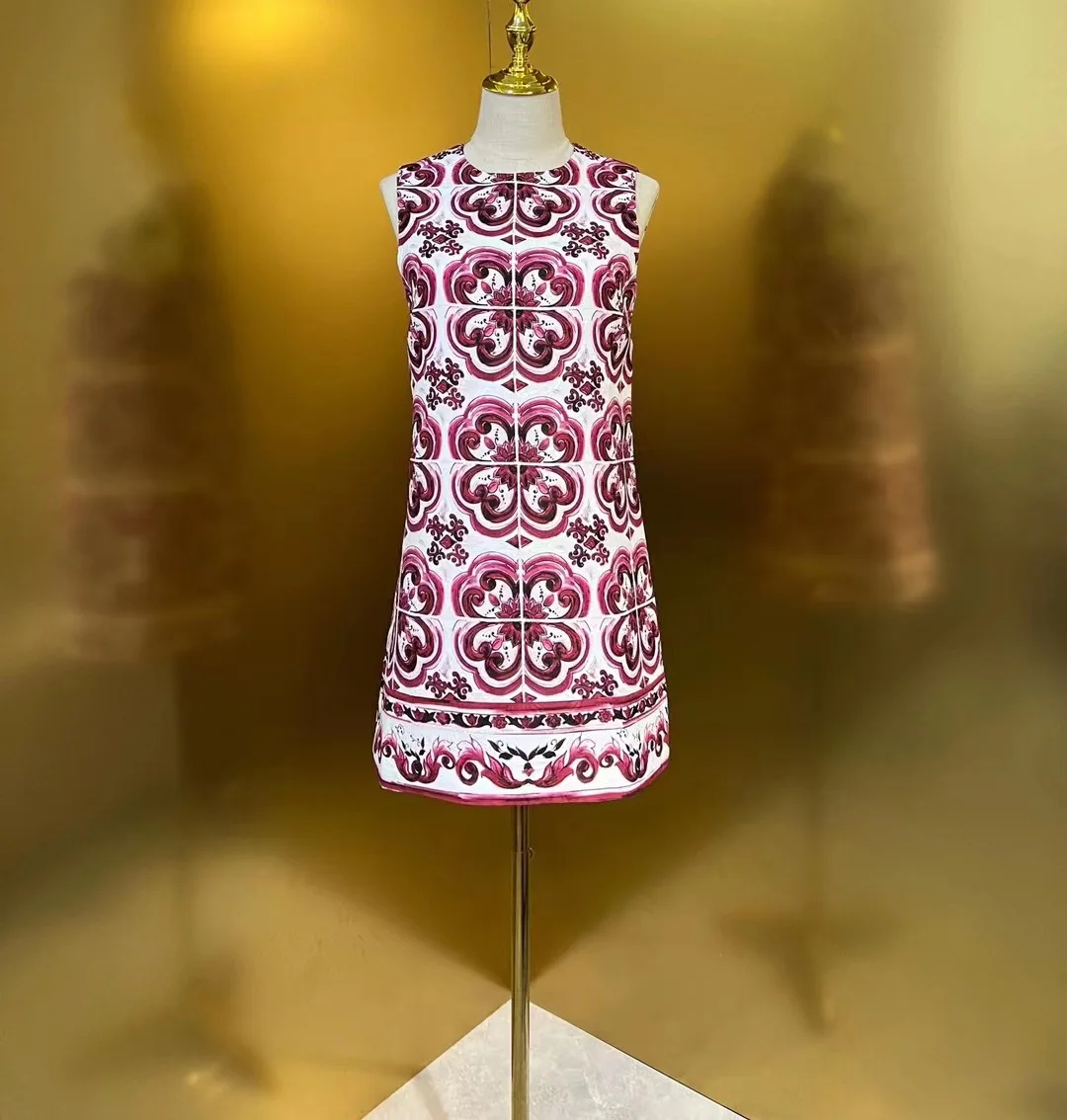 

Red Dress Summer Floral Print Women A-Line Retro Dress Clothes Size XL