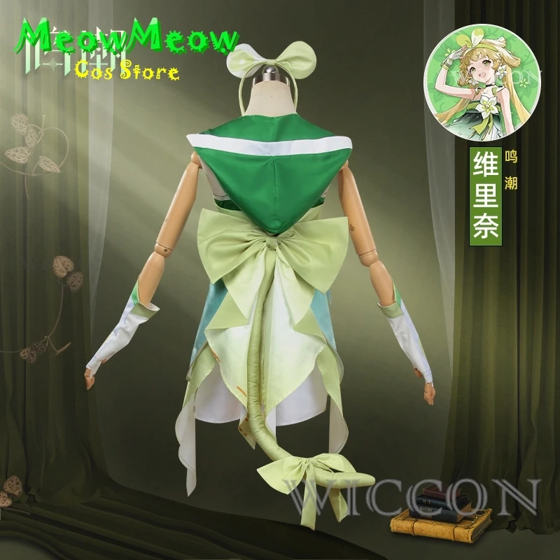 Wuthering волны Verina косплей костюм парик платье серьги перчатка для ног натуральные