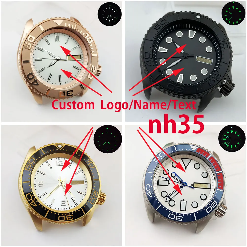 

41mm NH36 Case SKX007 Stainless Steel Case Sapphire Glass Design Name Logo Waterproof Suitable for NH35/NH36 Sports Watch