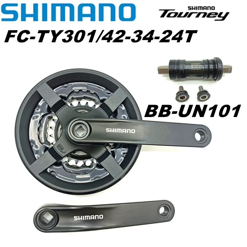 Shimano Tourney MTB Cranset FC-TY301 42-34-24T Square Hole Crankset 3x6/7/8 Speed 18/21/24s Bike Crankset UN101