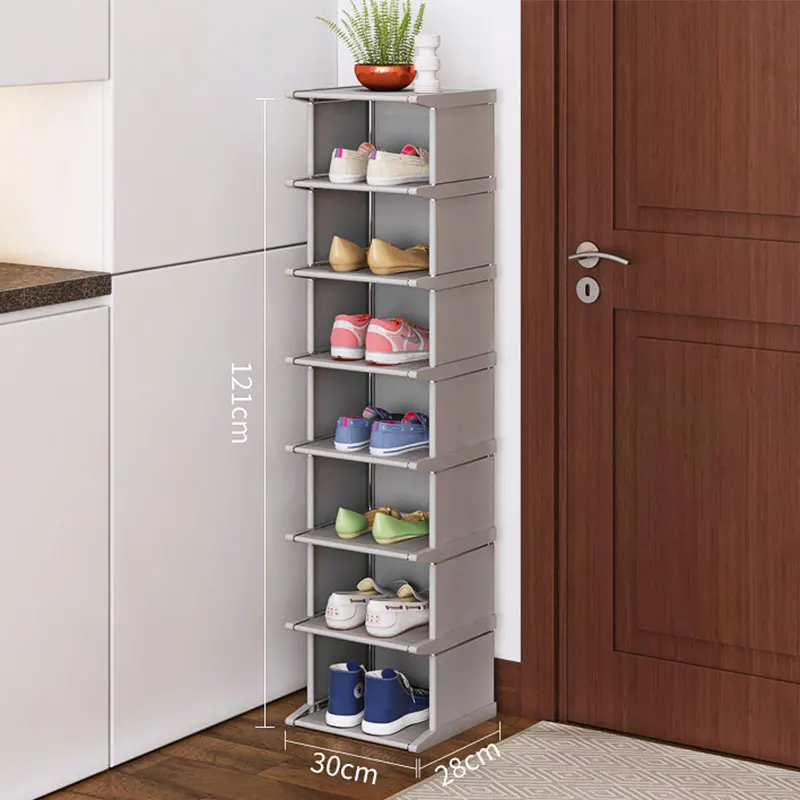 

Shoe Cabinets DIY Metal Non-woven Vertical Shoe Organizer Shelf Simple Assembly Shoes Storage for Closet Dustproof Shoes Rack